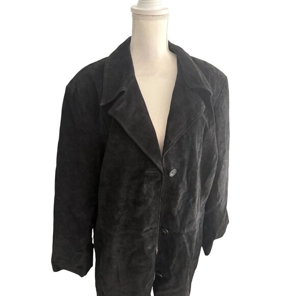ALFANI Woman Black Sueded Leather Jacket Size 3X - Picture 7 of 9